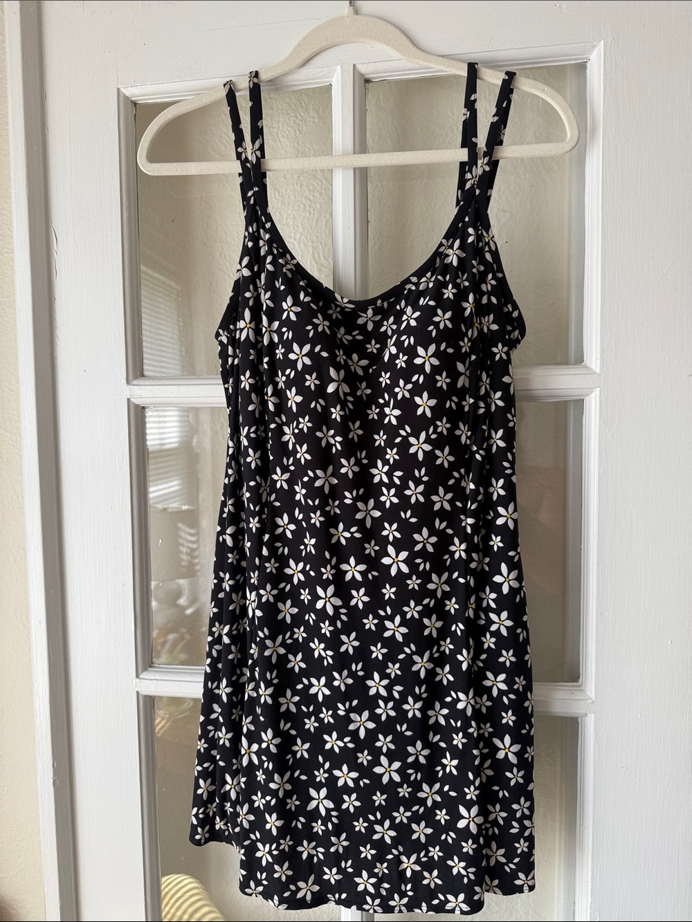 Vintage Robby Len 90s Black Floral with White Daisy Bathing Suit